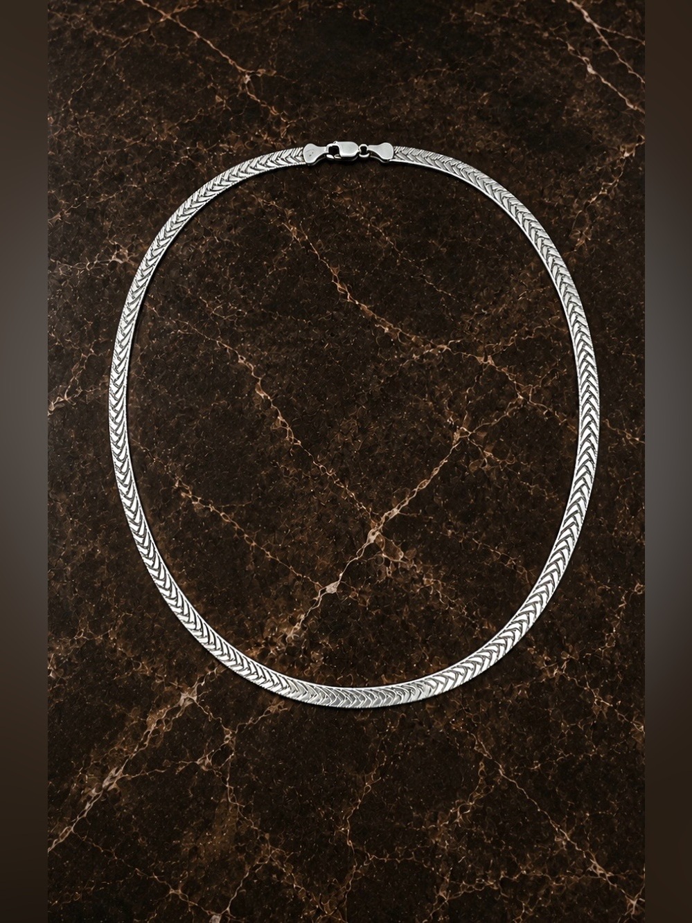 Reversible Vintage Italy Sterling Silver Herringbone Mens Womens Chain Necklace